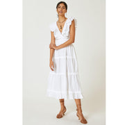 Anthropologie Love The Label Topanga Ruffled V-Neck Midi Dress