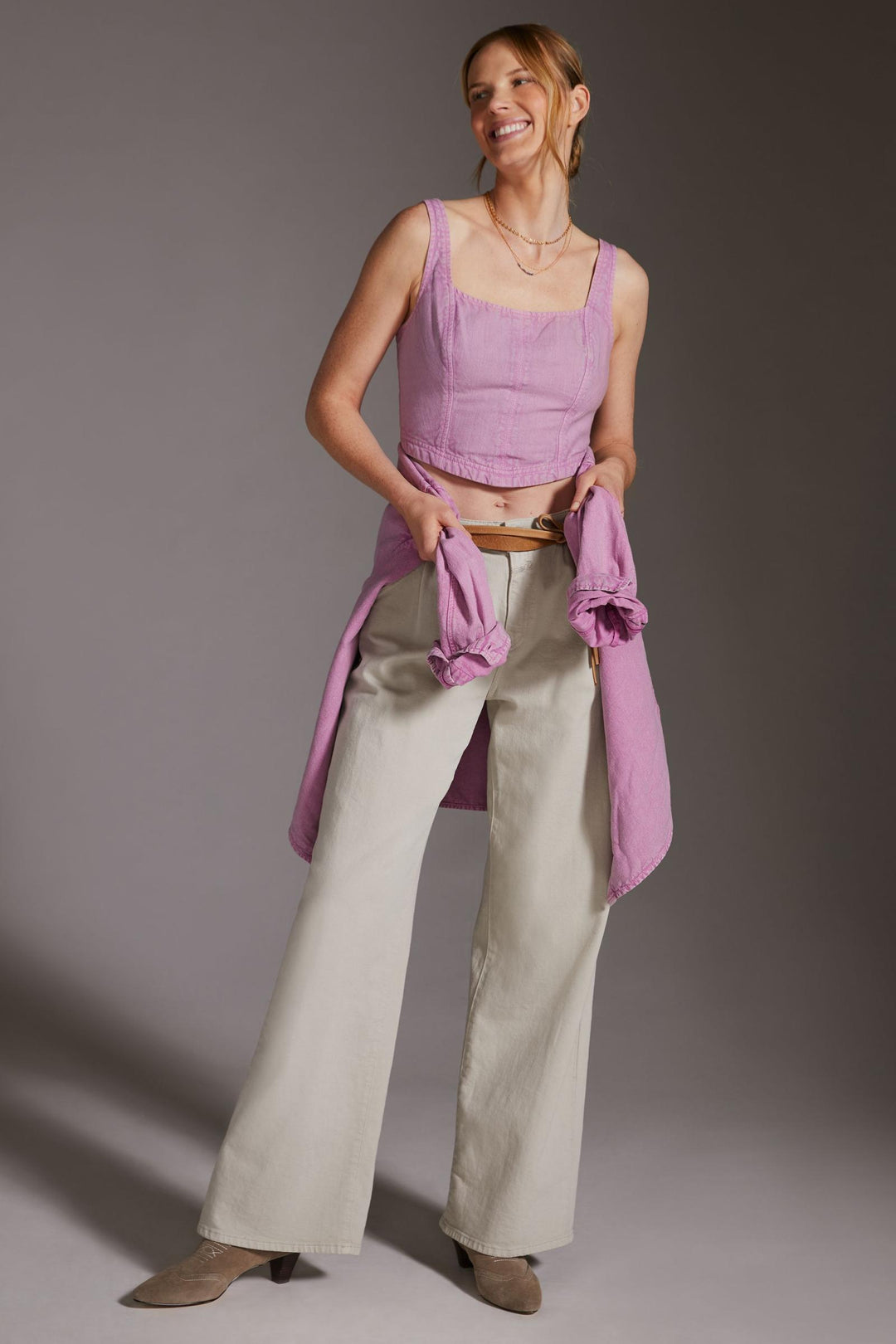 Pilcro Anthropologie Corset Tank Cropped Top