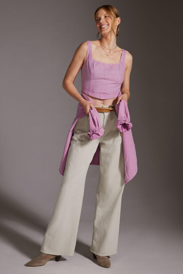 Pilcro Anthropologie Corset Tank Cropped Top