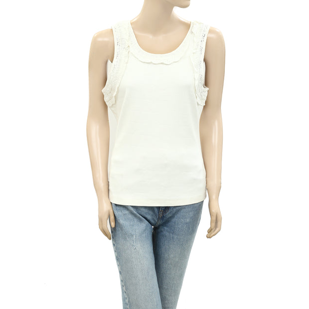 Maeve Anthropologie Lace-Trimmed Tank Blouse Top