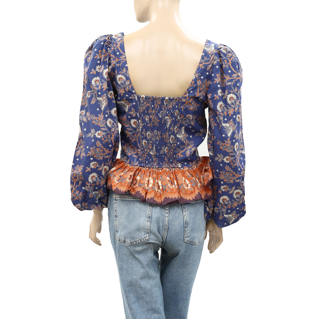 House of Harlowe 1960 Floral popular Print Chiffon Blouse