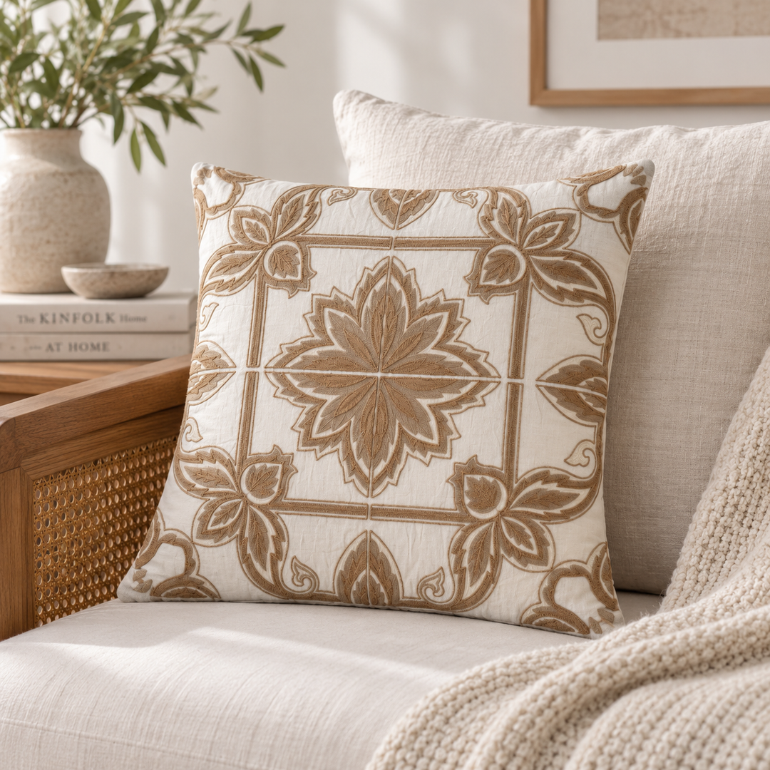 1 PCS Leaf Embroidered Cushion Cover Square Throw Pillow Case Sofa Home