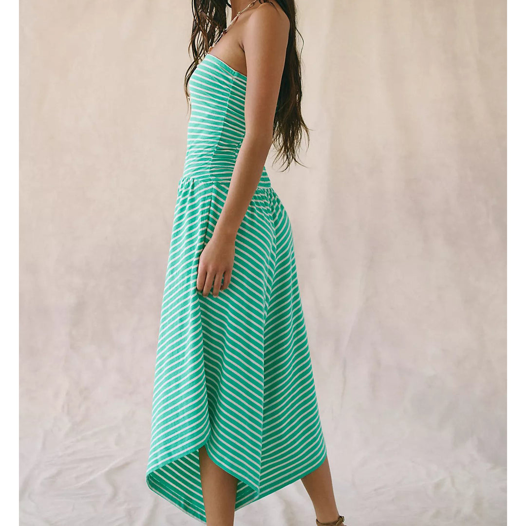 Free People Free Est Daley One-Piece Striped Print Tube Jumpsuit Dress