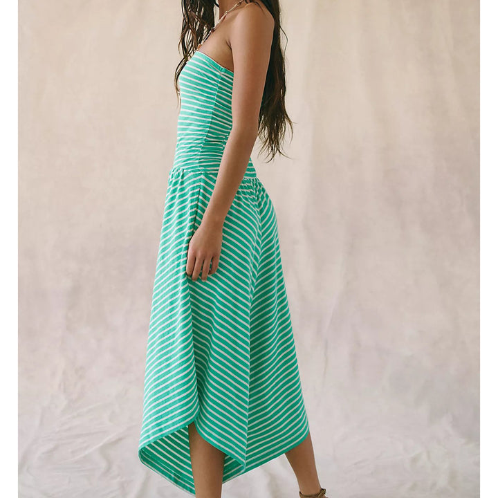 Free People Free Est Daley One-Piece Striped Print Tube Jumpsuit Dress