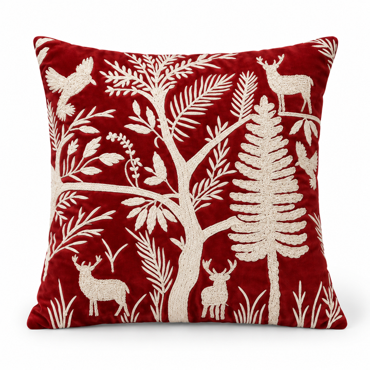 1 PCS Deer Embroidered Cushion Cover Square Throw Pillow Case Sofa Home