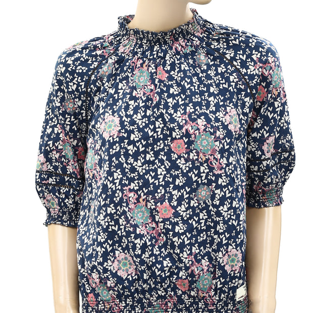 Odd Molly Anthropologie Floral Print Smocked Blouse Top