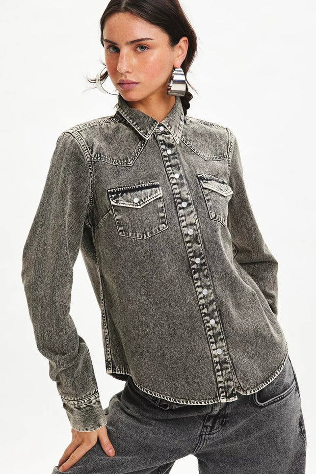 BDG Urban Outfitters Ariella Denim Western Shirt Blouse Top