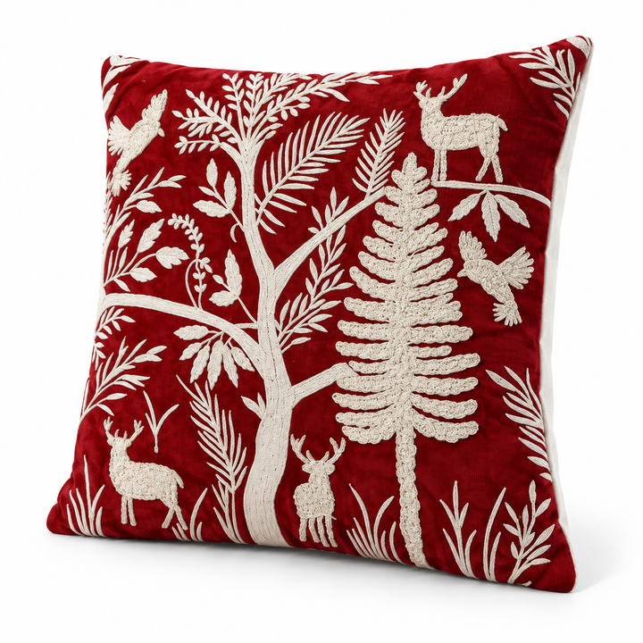 1 PCS Deer Embroidered Cushion Cover Square Throw Pillow Case Sofa Home