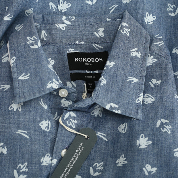BONOBOS Stretch Tailored Fit Printed Men's Shirt L