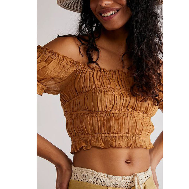 Free People FP One Cheri Cropped Blouse Top