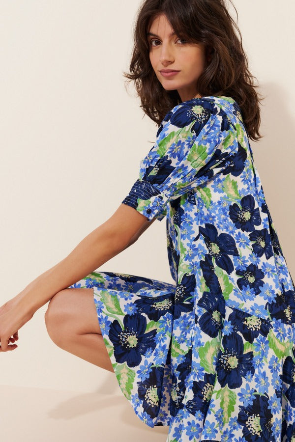 free people moon chaser mini dress Free People Moon Chaser Mini Dress Floral Orange Blue Size XS