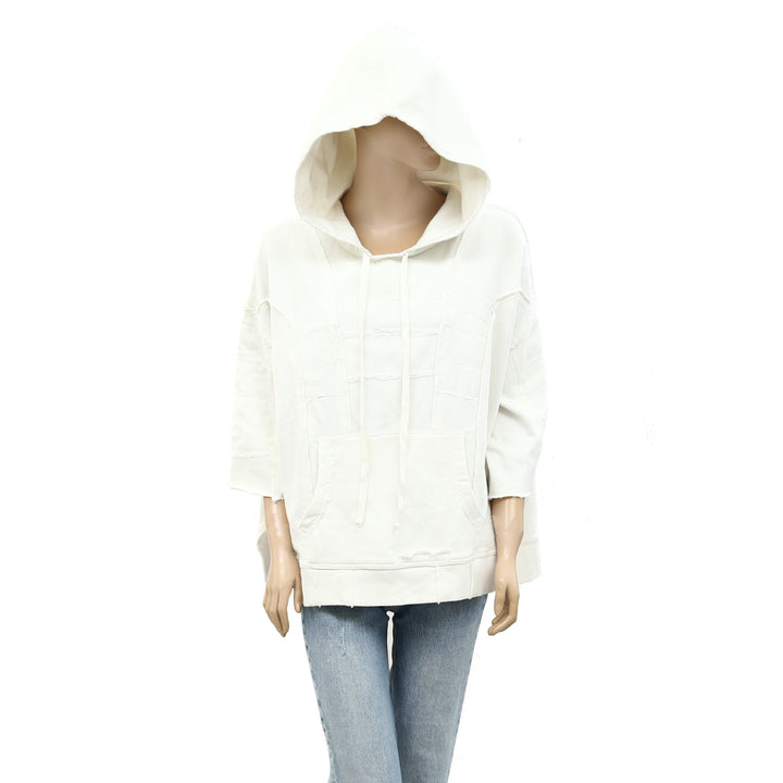 Free People Ribbed Solid Sweatshirt Hoodie Pullover Top