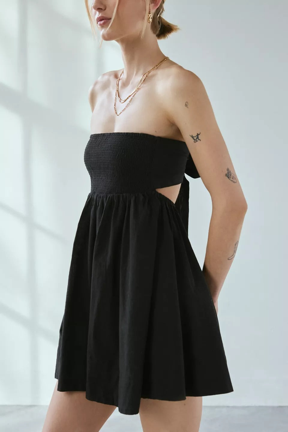 BDG Urban Outfitter Juliana Smocked Strapless Tube Mini Dress