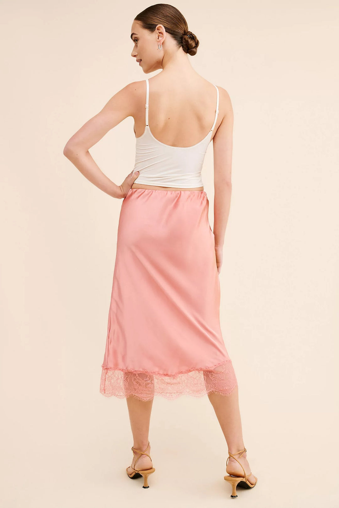 Anthropologie Bias-Cut Lace-Trim Midi Skirt