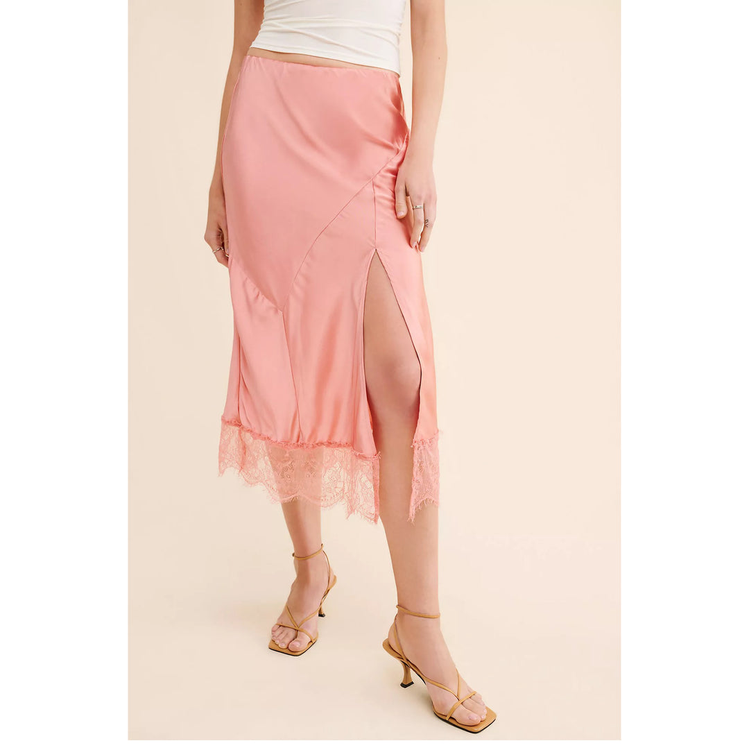 Anthropologie Bias-Cut Lace-Trim Midi Skirt