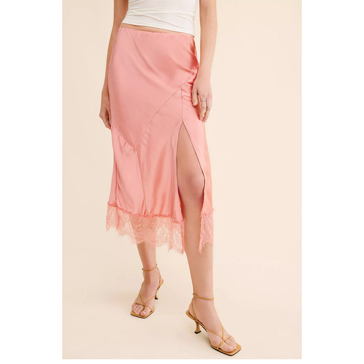 Anthropologie Bias-Cut Lace-Trim Midi Skirt