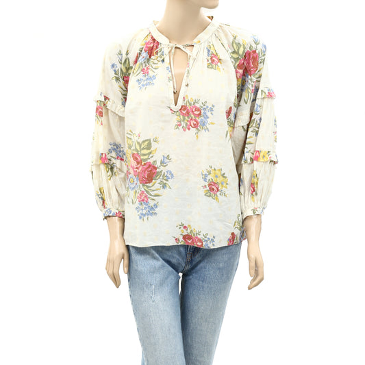 Anthropologie Love The Label Floral Printed Blouse Top