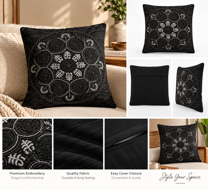 1 PCS Mandala Embroidered Cushion Cover Square Throw Pillow Case Sofa home