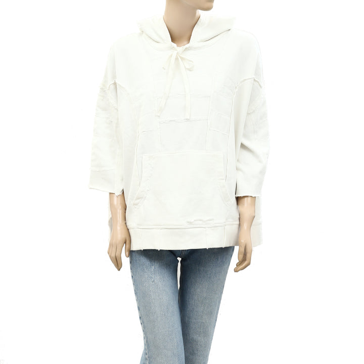 Free People Ribbed Solid Sweatshirt Hoodie Pullover Top