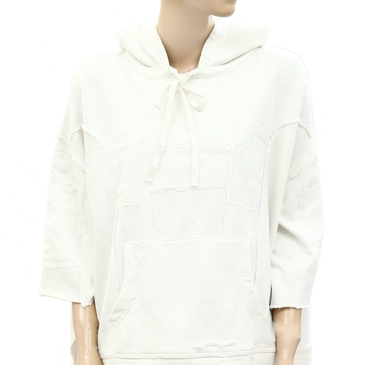 Free People Ribbed Solid Sweatshirt Hoodie Pullover Top