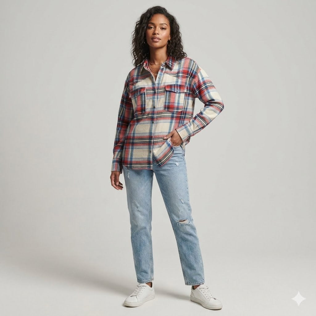Free Pople We The Free Gingham Printed Shirt Top