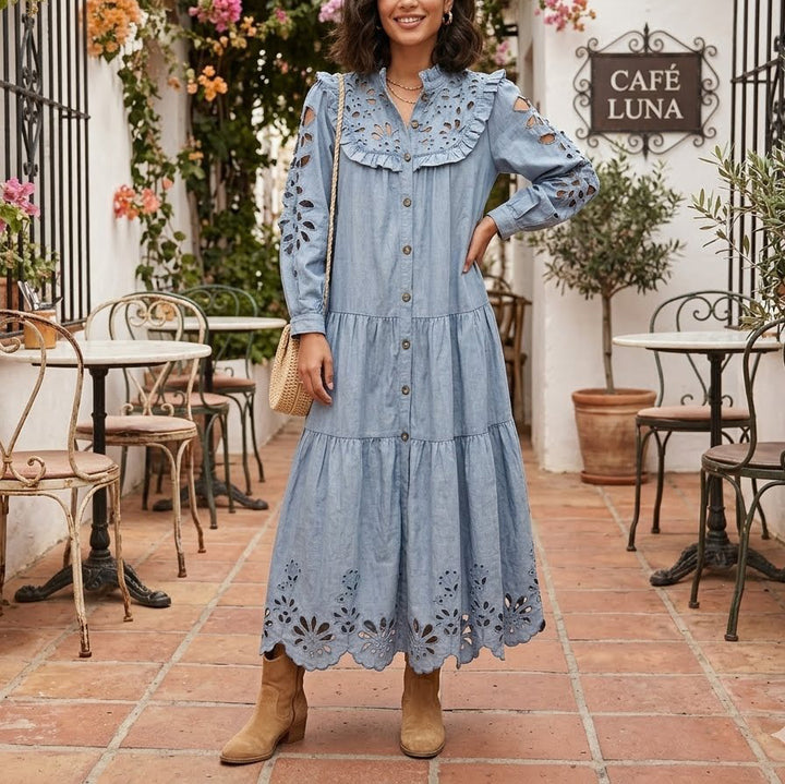 Anthropologie Eyelet Embroidered Midi Dress