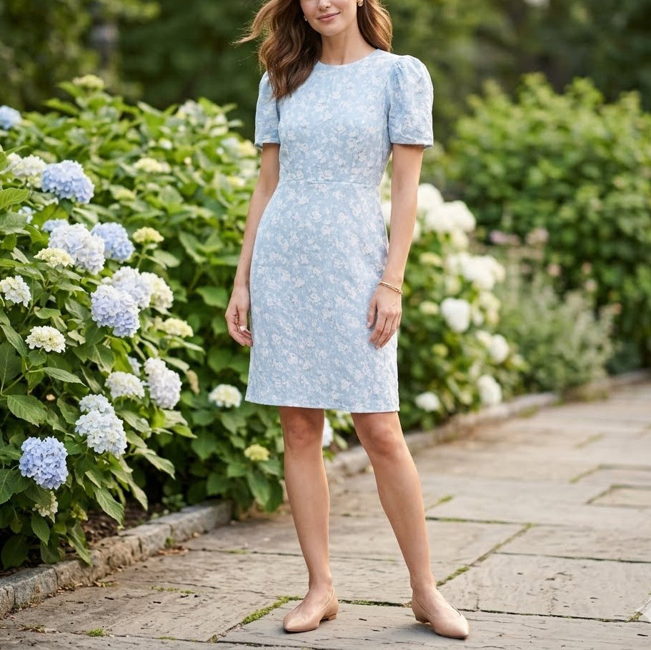 PIA TJELTA Floral Printed Puff Sleeves Mini Dress