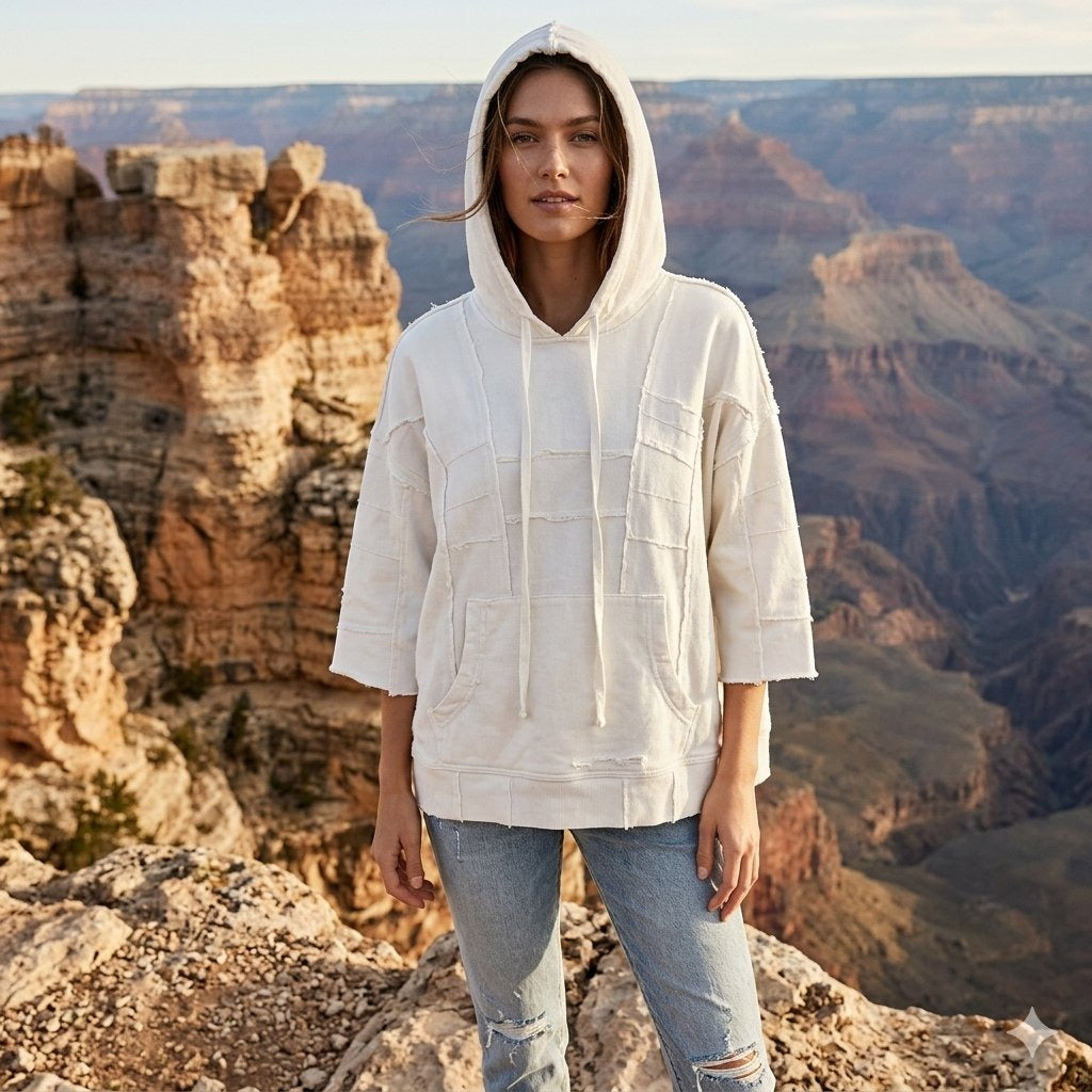 Free People Ribbed Solid Sweatshirt Hoodie Pullover Top