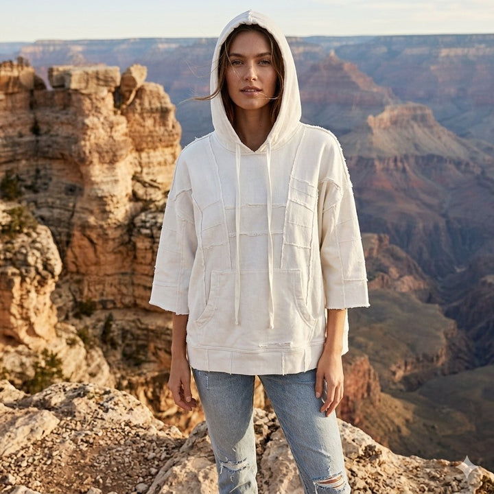 Free People Ribbed Solid Sweatshirt Hoodie Pullover Top