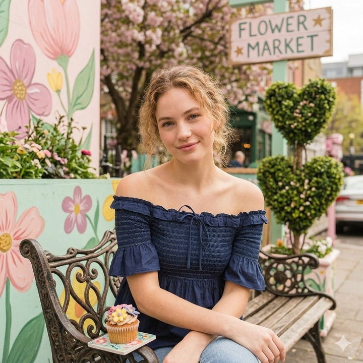 Odd Molly Anthropologie Smocked Off Shoulder Blouse Top