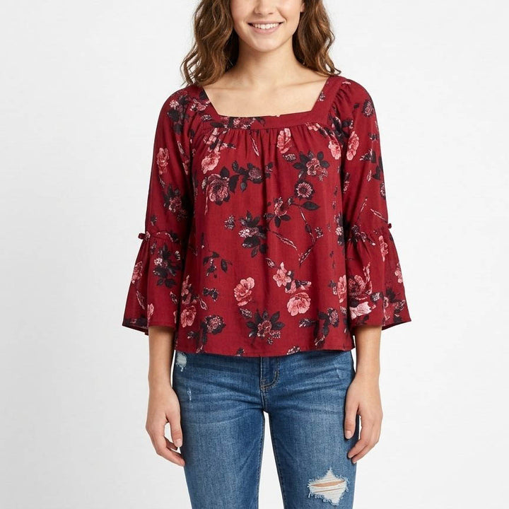 Odd Molly Anthropologie Floral Printed Mirror Blouse Top