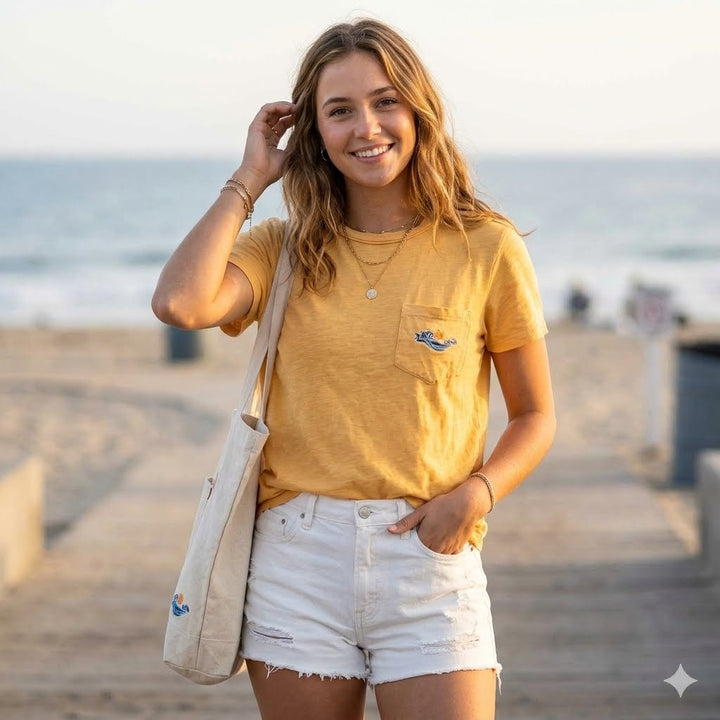 Anthropologie Pilcro Sun Embroidered Cotton-Slub Short Sleeve Tee Top