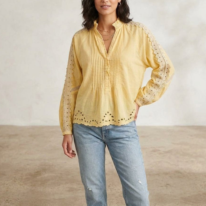 Odd Molly Anthropologie 花卉钩针蕾丝衬衫上衣 S-1