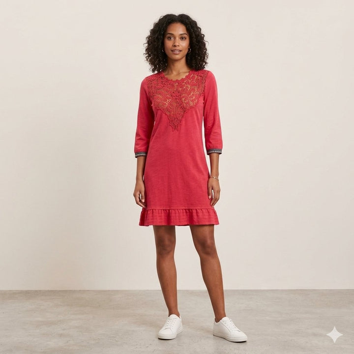 Odd Molly Anthropologie Crochet Lace Pink Mini Dress