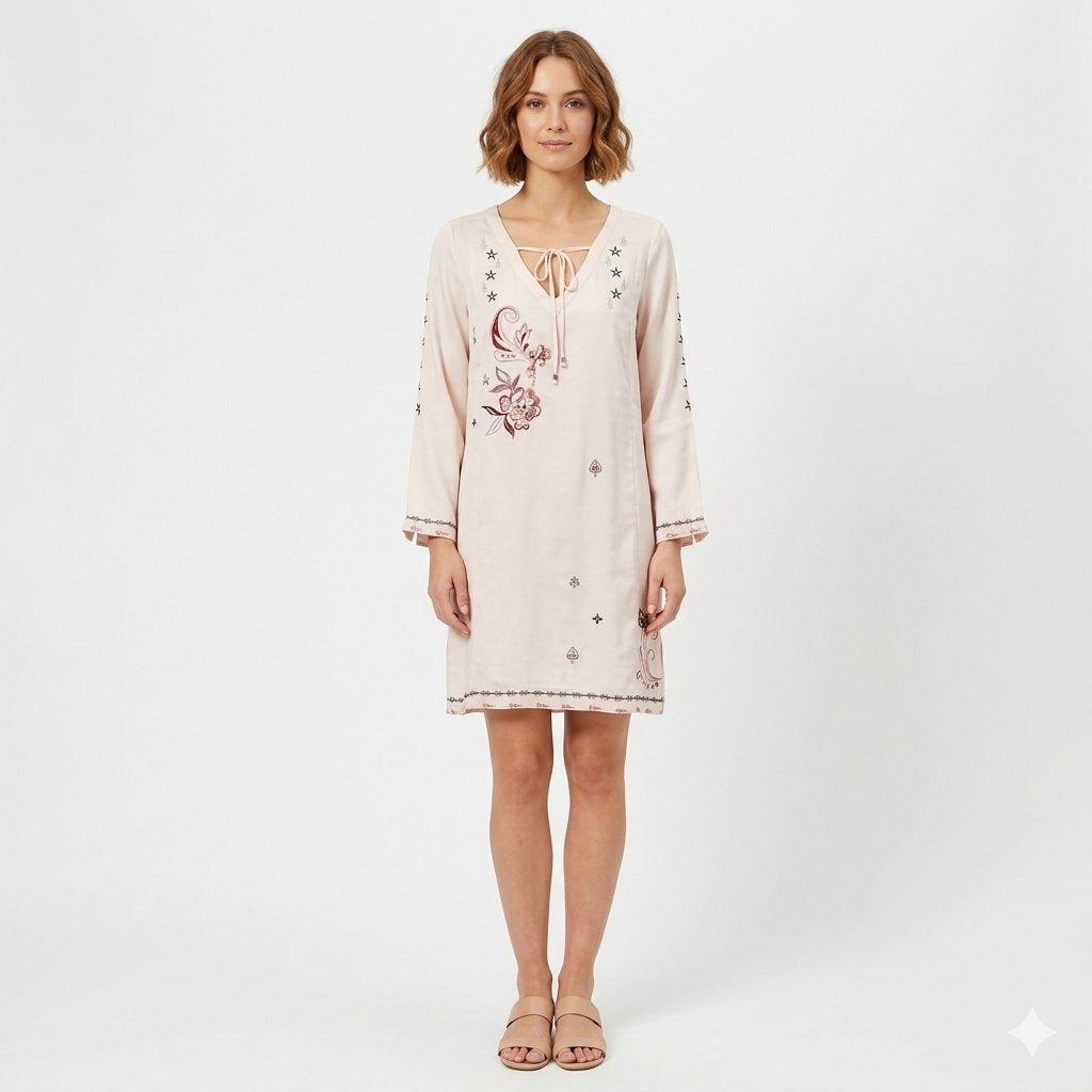 Odd Molly Anthropologie Floral Embroidered Short Mini Dress
