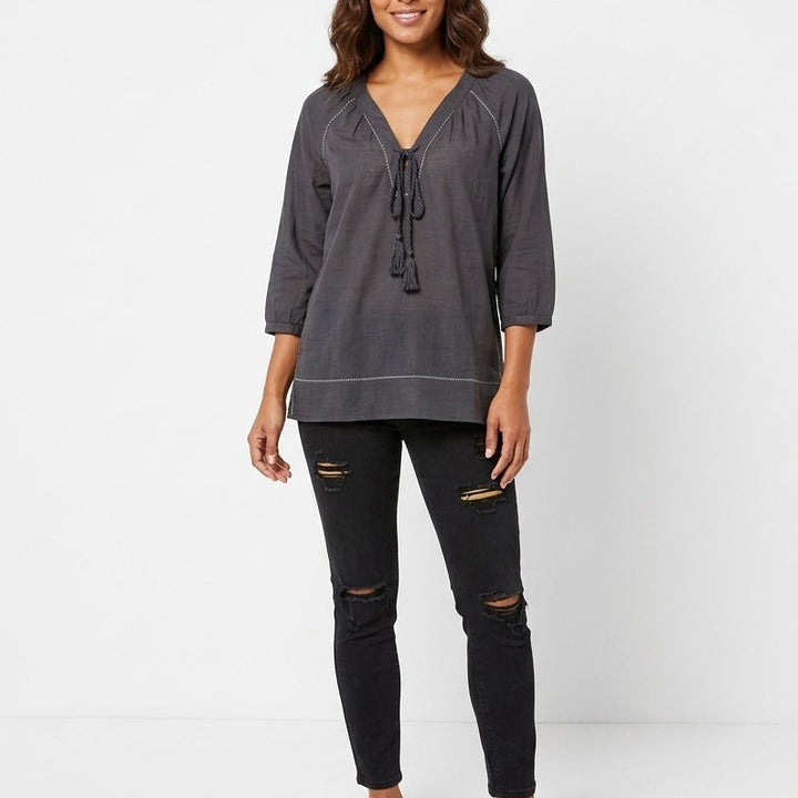 Odd Molly Anthropologie Thread Embroidered Tunic Top