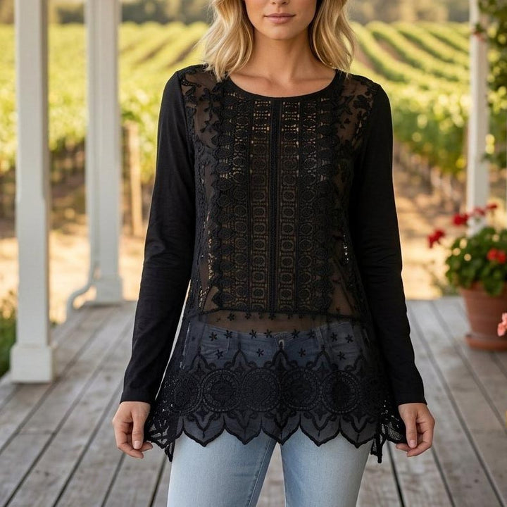 Odd Molly Anthropologie Eyelet Embroidered Crochet Lace Tunic Top