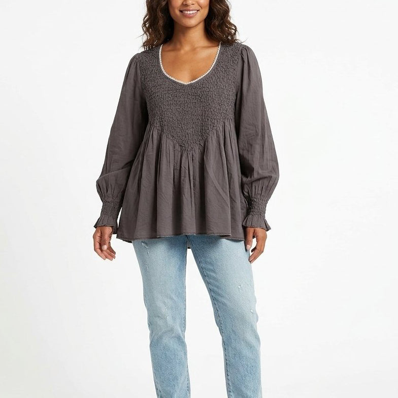 Odd Molly Anthropologie 褶饰束腰上衣 XXL