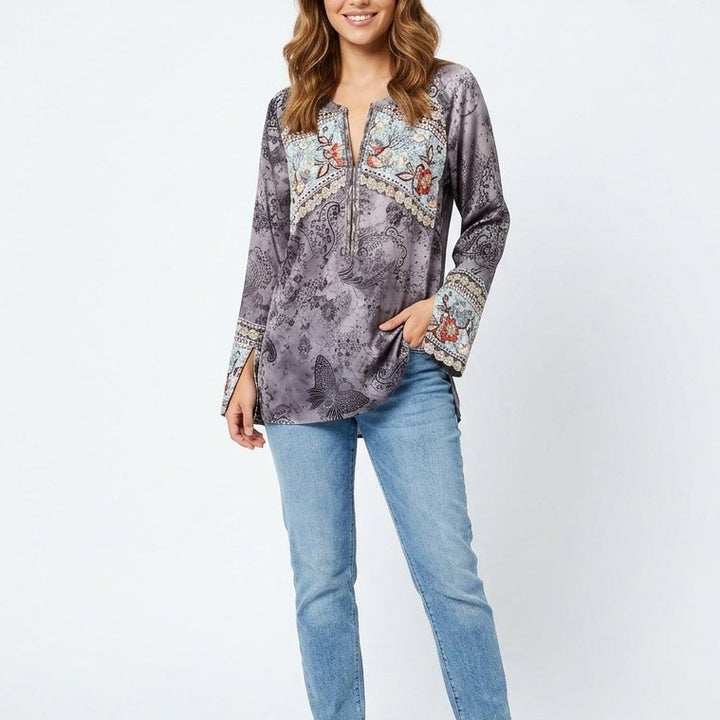 Odd Molly Anthropologie Floral Printed Tunic Top