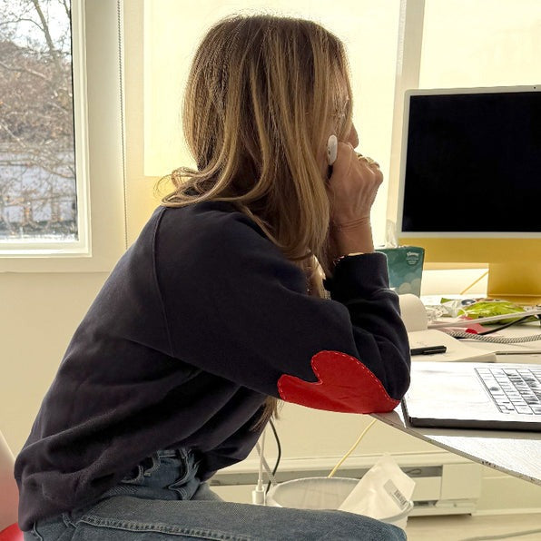 Kerri Rosenthal Benton Imperfect Heart Patch Sweatshirt Top