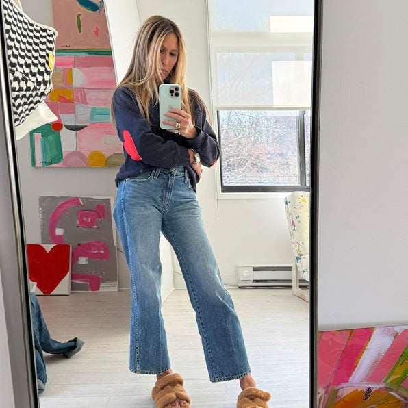 Kerri Rosenthal Benton Imperfect Heart Patch Sweatshirt Top