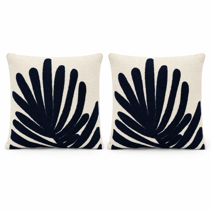 2 PCS Palm Leaf Embroidered Cushion Cover Square Throw Pillow Case Sofa