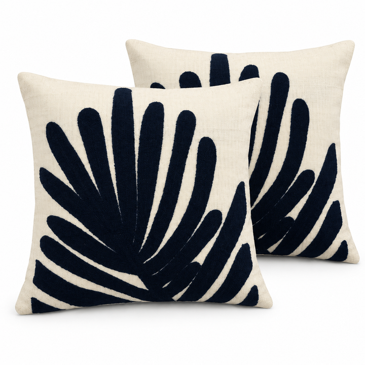 2 PCS Palm Leaf Embroidered Cushion Cover Square Throw Pillow Case Sofa