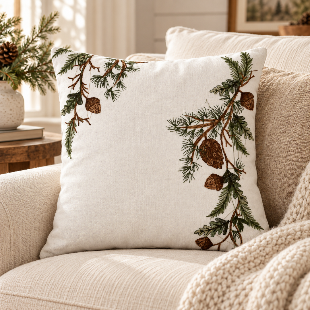1 PCS BotanicEmbroidered Cushion Cover Square Throw Pillow Case Sofa Home