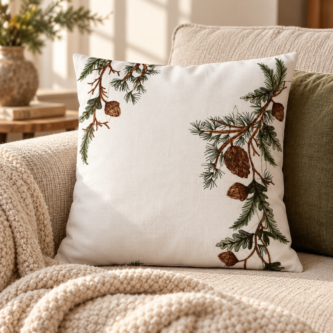 1 PCS BotanicEmbroidered Cushion Cover Square Throw Pillow Case Sofa Home
