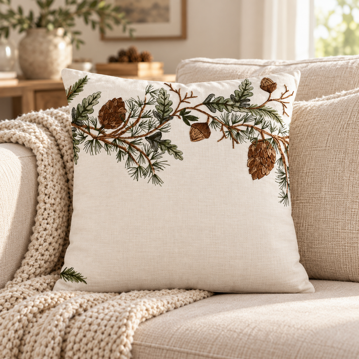 1 PCS BotanicEmbroidered Cushion Cover Square Throw Pillow Case Sofa Home