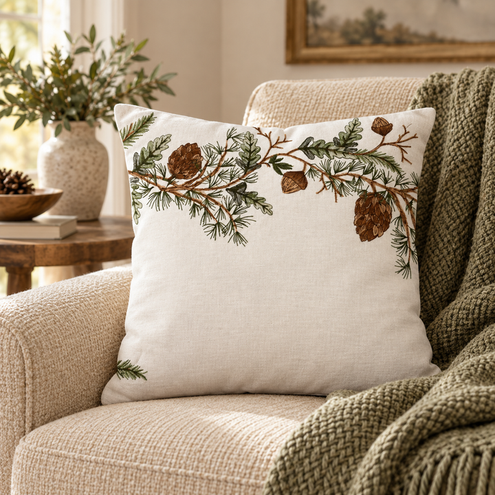 1 PCS BotanicEmbroidered Cushion Cover Square Throw Pillow Case Sofa Home