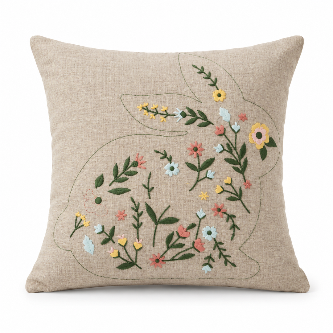 1 PCS Floral Embroidered Cushion Cover Square Throw Pillow Case Home