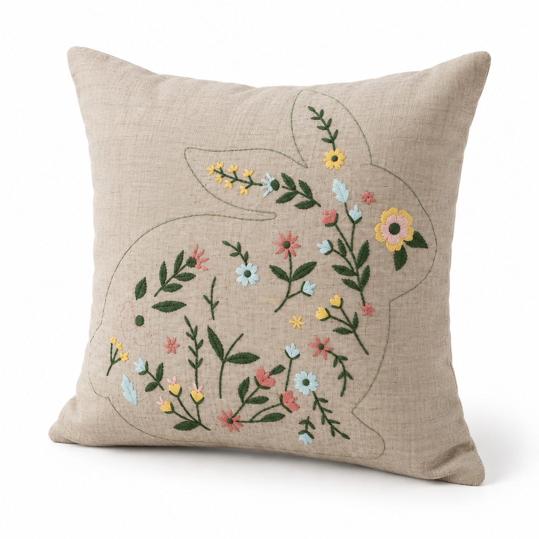 1 PCS Floral Embroidered Cushion Cover Square Throw Pillow Case Home