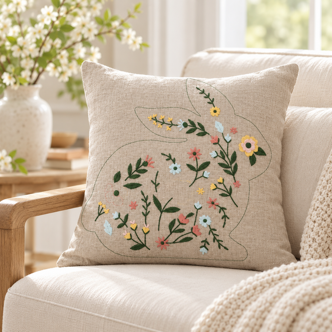 1 PCS Floral Embroidered Cushion Cover Square Throw Pillow Case Home
